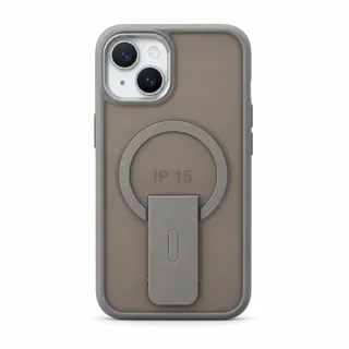 نمای مستقیم پشت قاب استنددار طوسی برلیا برای Apple iPhone 15