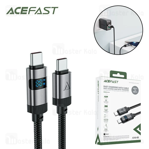 کابل Type-C به Type-C ایس فست ACEFAST C15-03 طول 1.2 متر توان 60 وات