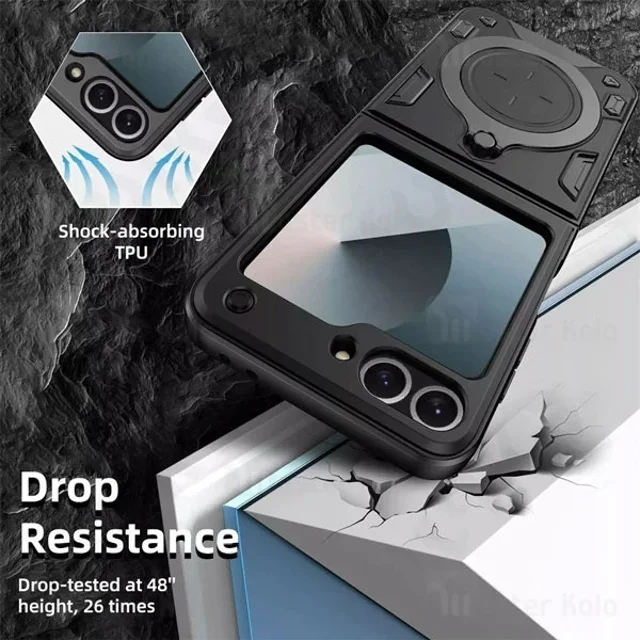 قاب ضد ضربه مگنتی سامسونگ Samsung Galaxy Z Flip6 Magnetic Support Case دارای محافظ دوربین - تصویر 5