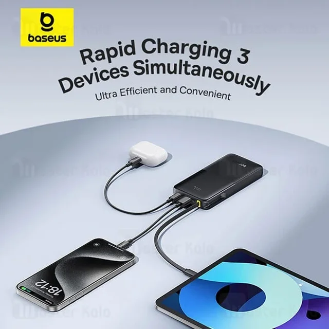 پاوربانک 10000 بیسوس Baseus Bipow 2 P10077101113 توان 20 وات همراه با کابل Type C متصل - تصویر 5