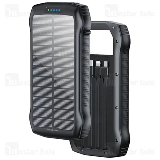 پاوربانک خورشیدی 20000 گرین لاین Green Lion Solar Force GNSOLF20PBBK توان 22.5 وات و کابل - تصویر 2