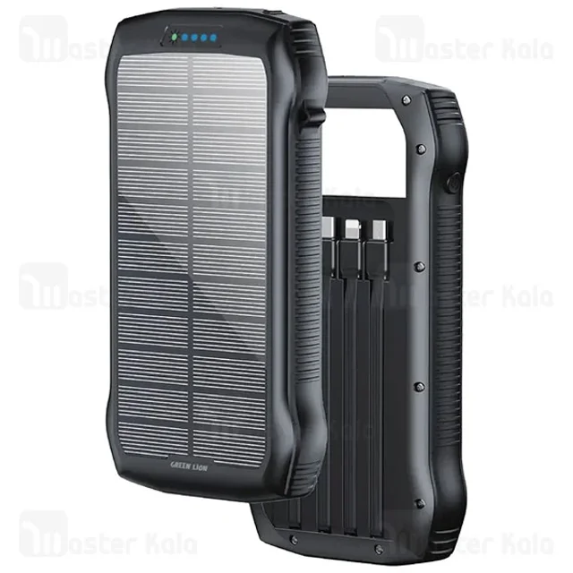 پاوربانک خورشیدی 20000 گرین لاین Green Lion Solar Force GNSOLF20PBBK توان 22.5 وات و کابل - تصویر 2