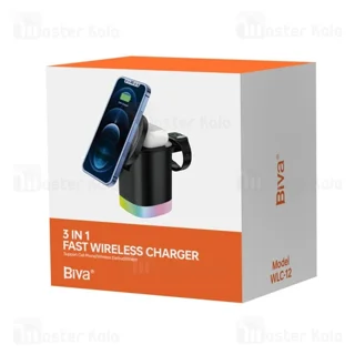 استند و شارژر وایرلس چندکاره مگنتی بیوا Biva WLC-12 3in1 Fast wireless Charger با امکان - تصویر 8