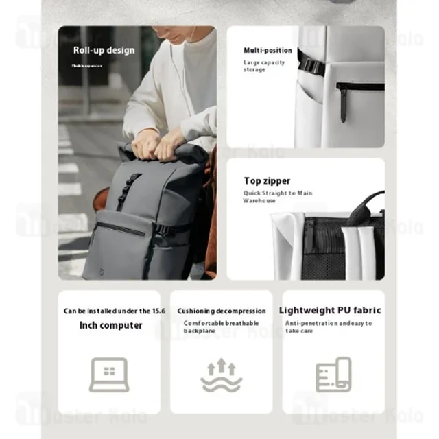 کوله شیائومی Xiaomi Mijia Rolled-edge Casual Backpack MJXXB01RM مناسب برای لپ تاپ 15.6 - تصویر 6
