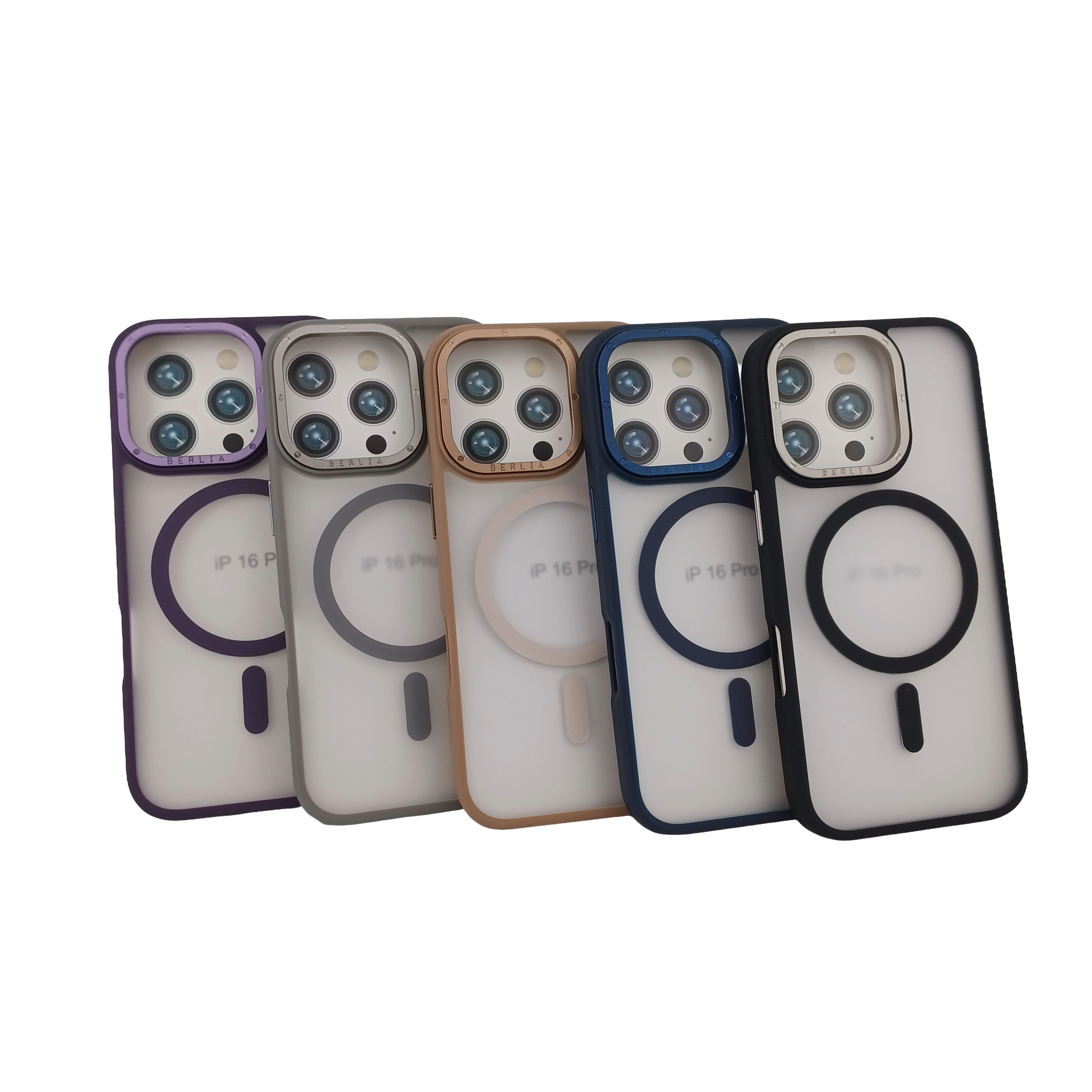 قاب برلیا مدل مگسیف دور لنز فلزی آیفون 16 پرو