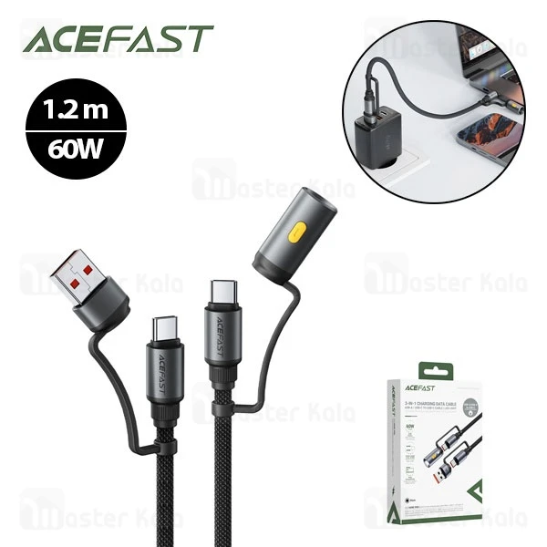 کابل Type-C به Type-C چندکاره ایس فست ACEFAST J5 Acewire Pro طول 1.2 متر توان 60 وات