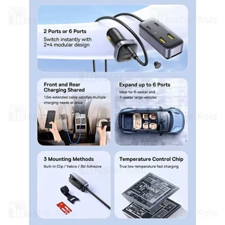 شارژر فندکی بیسوس Baseus BackseatPal L1 C00081100121 دارای 6 پورت و توان 110 وات - تصویر 6