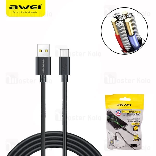 کابل Type C اوی Awei CL-110T طول 1 متر شدت جریان 5 آمپر