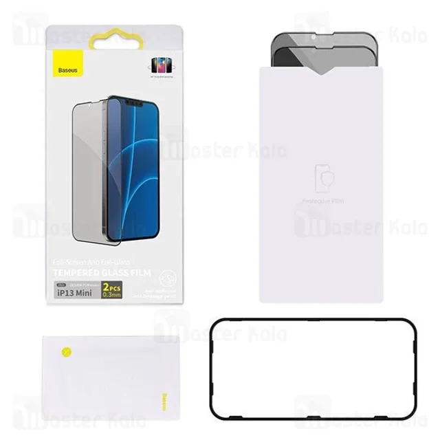 پک 2تایی گلس حریم شخصی تمام صفحه آیفون Apple iPhone 13 Mini Baseus Anti-Spy Glass Film - تصویر 2