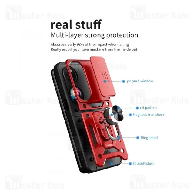 گارد محافظ ضد ضربه انگشتی Huawei P50 Pocket SHUNIJA Case دارای محافظ دوربین - تصویر 6