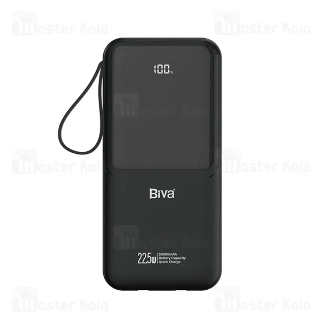 پاوربانک 30000 بیوا Biva BP-087 Power Bank توان 22.5 وات با کابل متصل - تصویر 2