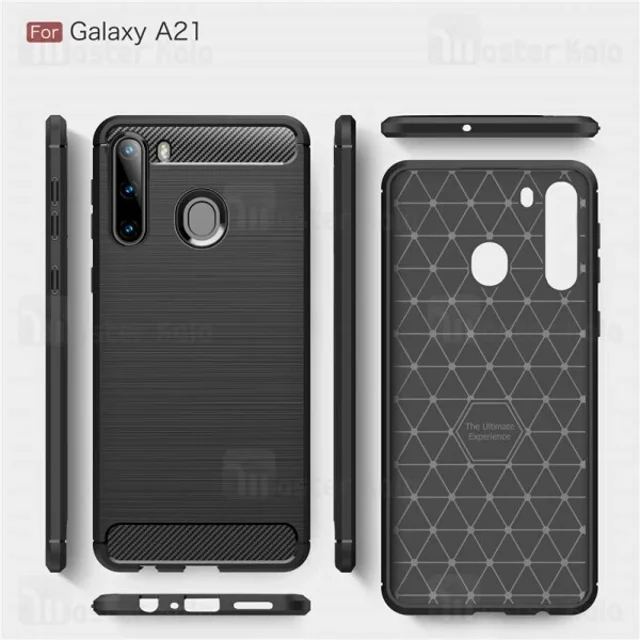 قاب محافظ ژله ای سامسونگ Samsung Galaxy A21 Rugged Armor Fiber Carbon - تصویر 2