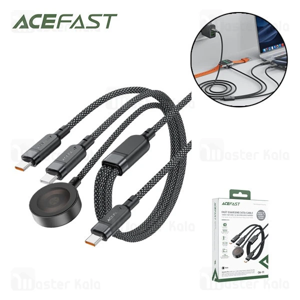 کابل دو سر Type-C و شارژر اپل واچ ایس فست ACEFAST C6-11 طول 1.2 متر توان 100 وات