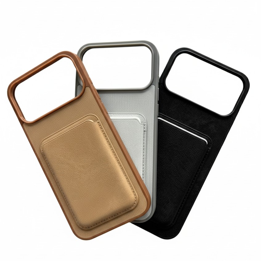 قاب محافظ مخملی همراه با جای کارت مدل i17 Wallet ویژه آیفون 17 پرو