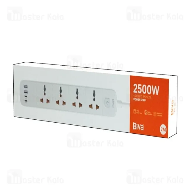 چند راهی برق و شارژر بیوا Biva PS-05 Power Strip دارای 4 پورت - تصویر 3