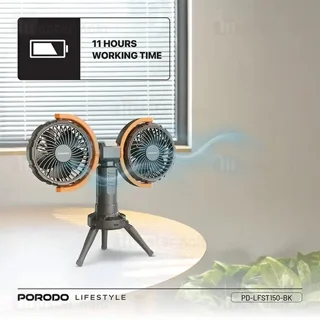 پنکه رومیزی شارژی و پاوربانک پرودو Porodo Dual-Head Oscillating Fan PD-LFST150 دارای چراغ - تصویر 6