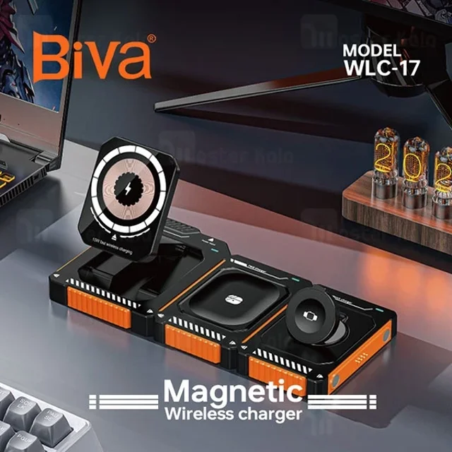 استند و شارژر وایرلس چند کاره مگ سیف بیوا Biva WLC-17 با قابلیت شارژ اپل واچ - تصویر 5