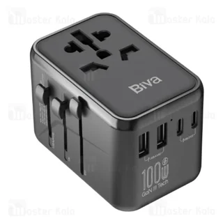 شارژر دیواری و مبدل برق بیوا Biva PS-11 GaN Universal Travel Adapter توان 100 وات - تصویر 3