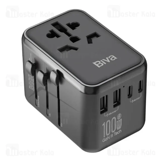 شارژر دیواری و مبدل برق بیوا Biva PS-11 GaN Universal Travel Adapter توان 100 وات - تصویر 3