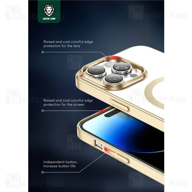 قاب محافظ مگ سیف گرین لاین آیفون Apple iPhone 14 Pro Max Green Lion Delgado Chrome - تصویر 3