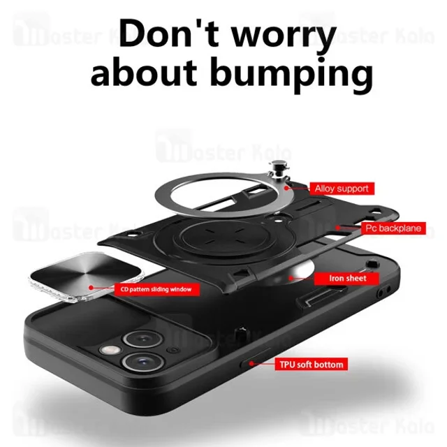 قاب ضد ضربه مگنتی Apple iPhone 15 Magnetic Support Case دارای محافظ دوربین - تصویر 8