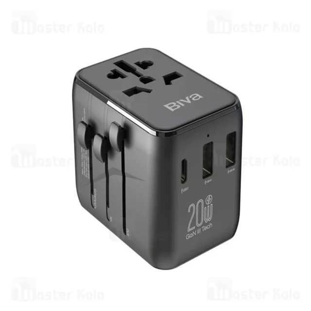 شارژر دیواری و مبدل برق بیوا Biva PS-08 GaN Universal Travel Adapter توان 20 وات - تصویر 2