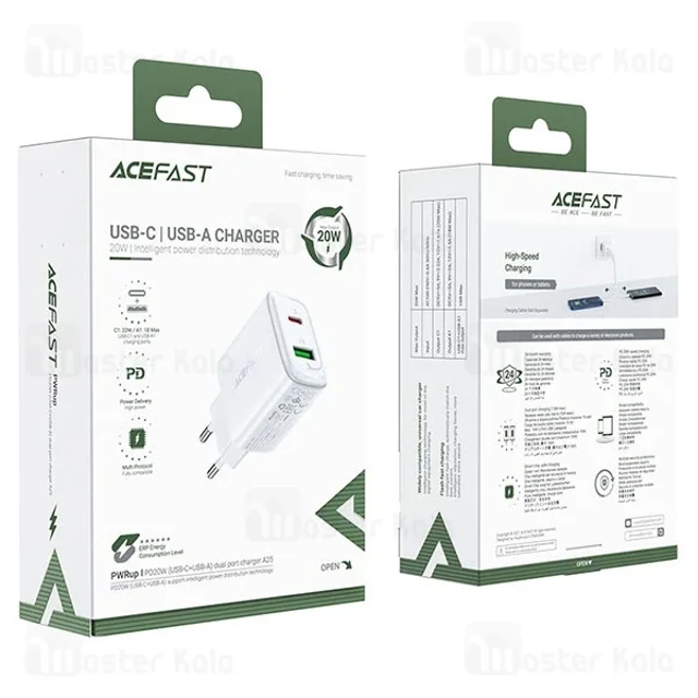 شارژر دیواری ایس فست ACEFAST A25 PD20W Fast Charger توان 20 وات - تصویر 8
