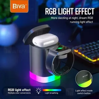 استند و شارژر وایرلس چندکاره مگنتی بیوا Biva WLC-12 3in1 Fast wireless Charger با امکان - تصویر 3