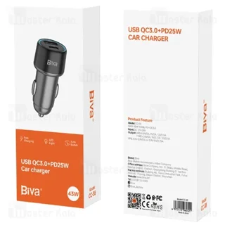شارژر فندکی بیوا Biva CC-38 USB QC3.0 PD25W Car Charger توان 25 وات - تصویر 3