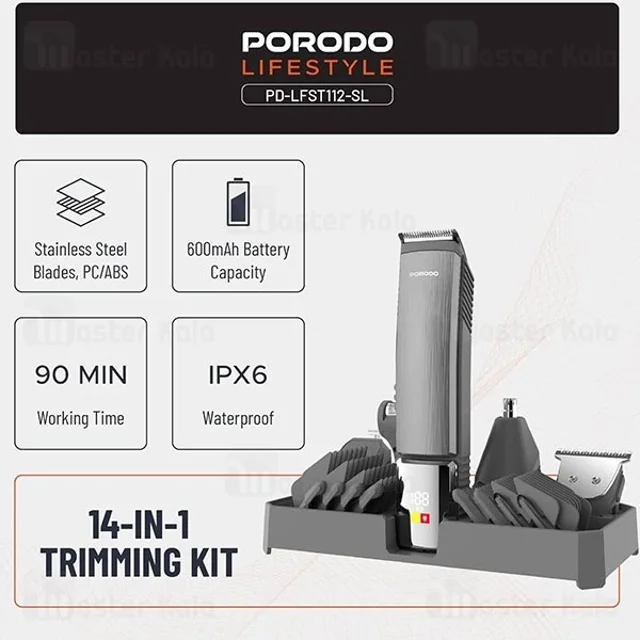 ست ماشین اصلاح چندکاره پرودو Porodo Lifestyle 14-IN-1 Trimming Kit LFST112 - تصویر 8
