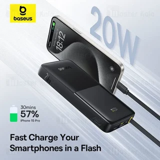 پاوربانک 10000 بیسوس Baseus Bipow 2 P10077101113 توان 20 وات همراه با کابل Type C متصل - تصویر 6