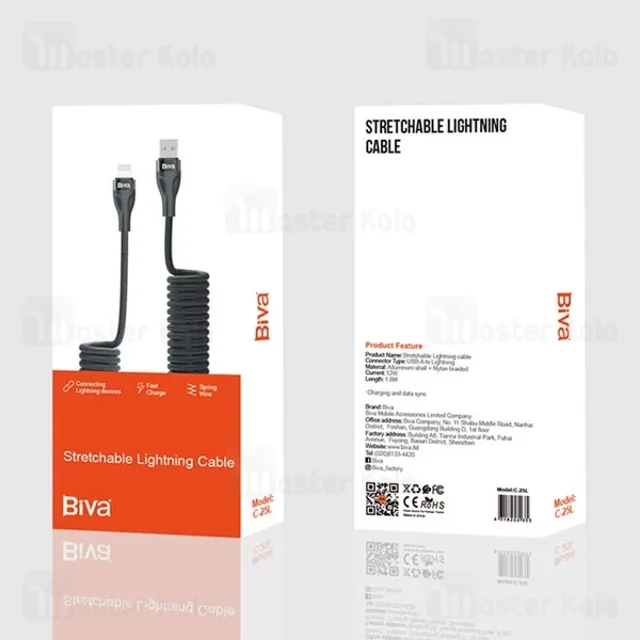 کابل لایتنینگ فنری بیوا Biva C-25L Stretchable توان 12 وات - تصویر 3