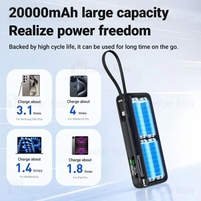 پاوربانک 20000 ایس فست ACEFAST M22 PD130W GaN Fast Charger توان 130 وات همراه با کابل متصل - تصویر 8