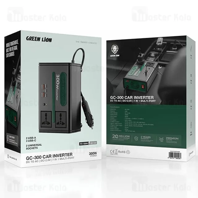 شارژر فندکی و چند راهی برق خودرو گرین لاین Green Lion GC-300 توان 300 وات - تصویر 4