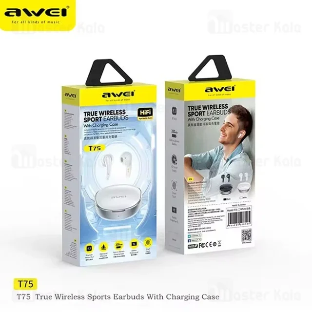 هندزفری بلوتوث گیمینگ اوی Awei T75 Gaming Wireless Earphone - تصویر 8