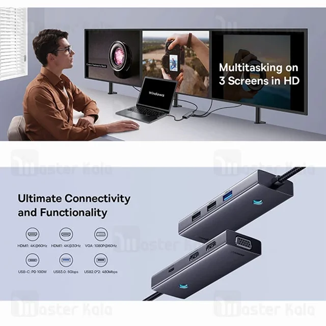 هاب 7 پورت بیسوس Baseus PortalJoy B00053000811 توان 100 وات - تصویر 8