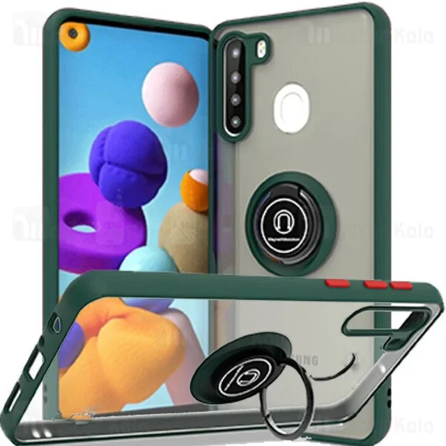 قاب مات هیبریدی انگشتی Samsung Galaxy A21 Matte Hybrid Ring Case - تصویر 2
