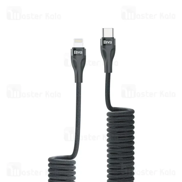 کابل لایتنینگ به Type-C فنری بیوا Biva C-25CL Stretchable توان 20 وات - تصویر 2