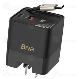 شارژر دیواری بیوا Biva HC-59 GaN Fast Charger توان 65 وات همراه با کابل جمع شونده - تصویر 2
