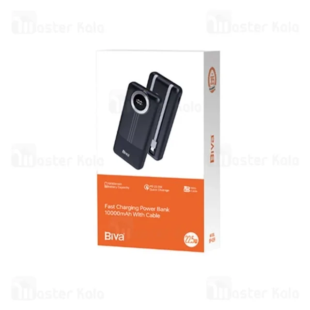 پاوربانک 10000 بیوا Biva BP-039 توان 22.5 وات با کابل متصل - تصویر 7