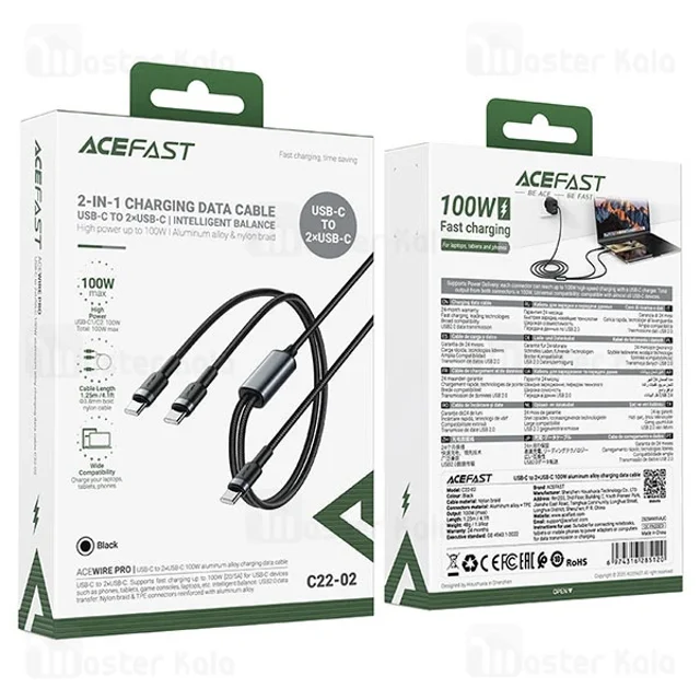 کابل دو سر Type-C ایس فست ACEFAST C22-02 طول 1.25 متر توان 100 وات - تصویر 8