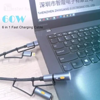 کابل چندکاره بیوا Biva C-39 6 in 1 Multifunction Data Cable طول 1.2 متر توان 60 وات - تصویر 4