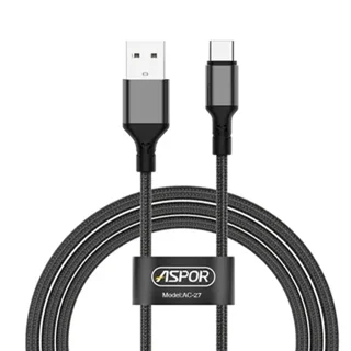 کابل دیتا و شارژ سریع آسپور (Aspor) مدل AC-27 یو اس بی به تایپ سی با توان 3.1 آمپر - تصویر 2