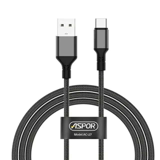 کابل دیتا و شارژ سریع آسپور (Aspor) مدل AC-27 یو اس بی به تایپ سی با توان 3.1 آمپر - تصویر 2