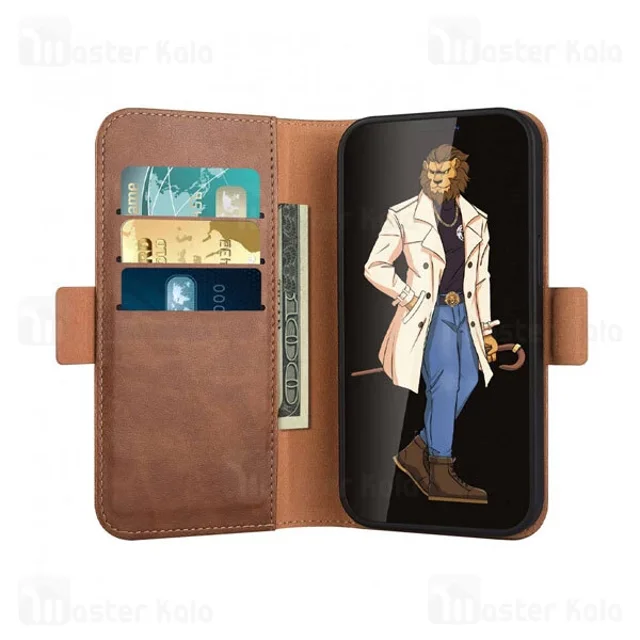 کیف چرمی مگ سیف گرین لاین آیفون Apple iPhone 13 Pro Green Lion 2 in 1 Leather Wallet - تصویر 6