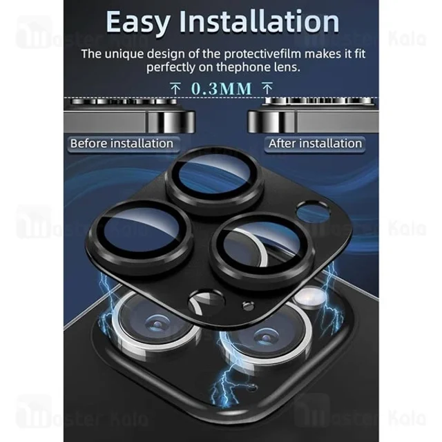محافظ لنز شابلون دار فلزی دوربین مانکی Apple iPhone 13 Pro / iPhone 13 Pro Max Monkey - تصویر 5
