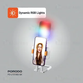 چراغ استند دار تاشو رومیزی پرودو Porodo PD-LFST062-BK Foldable RGB Fill Light Stand - تصویر 7