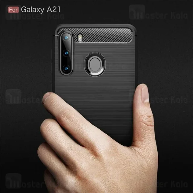 قاب محافظ ژله ای سامسونگ Samsung Galaxy A21 Rugged Armor Fiber Carbon - تصویر 3