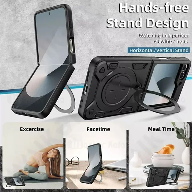 قاب ضد ضربه مگنتی سامسونگ Samsung Galaxy Z Flip6 Magnetic Support Case دارای محافظ دوربین - تصویر 8