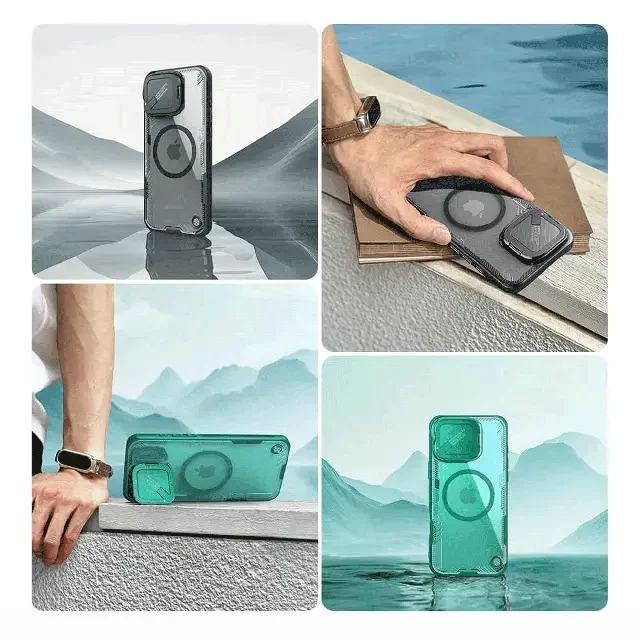 کاور مگنتی نیلکین مدل Iceblade Prop Magnetic MagSafe با محافظ دوربین و استند - رنگ مشکی - تصویر 8